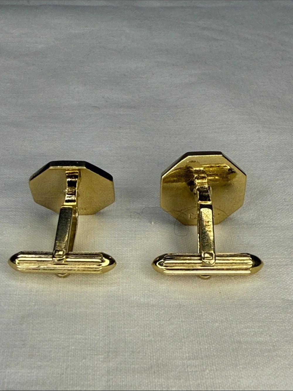 Burberrys Blue Enamel Gold Tone Octagonal Cufflinks Vintage